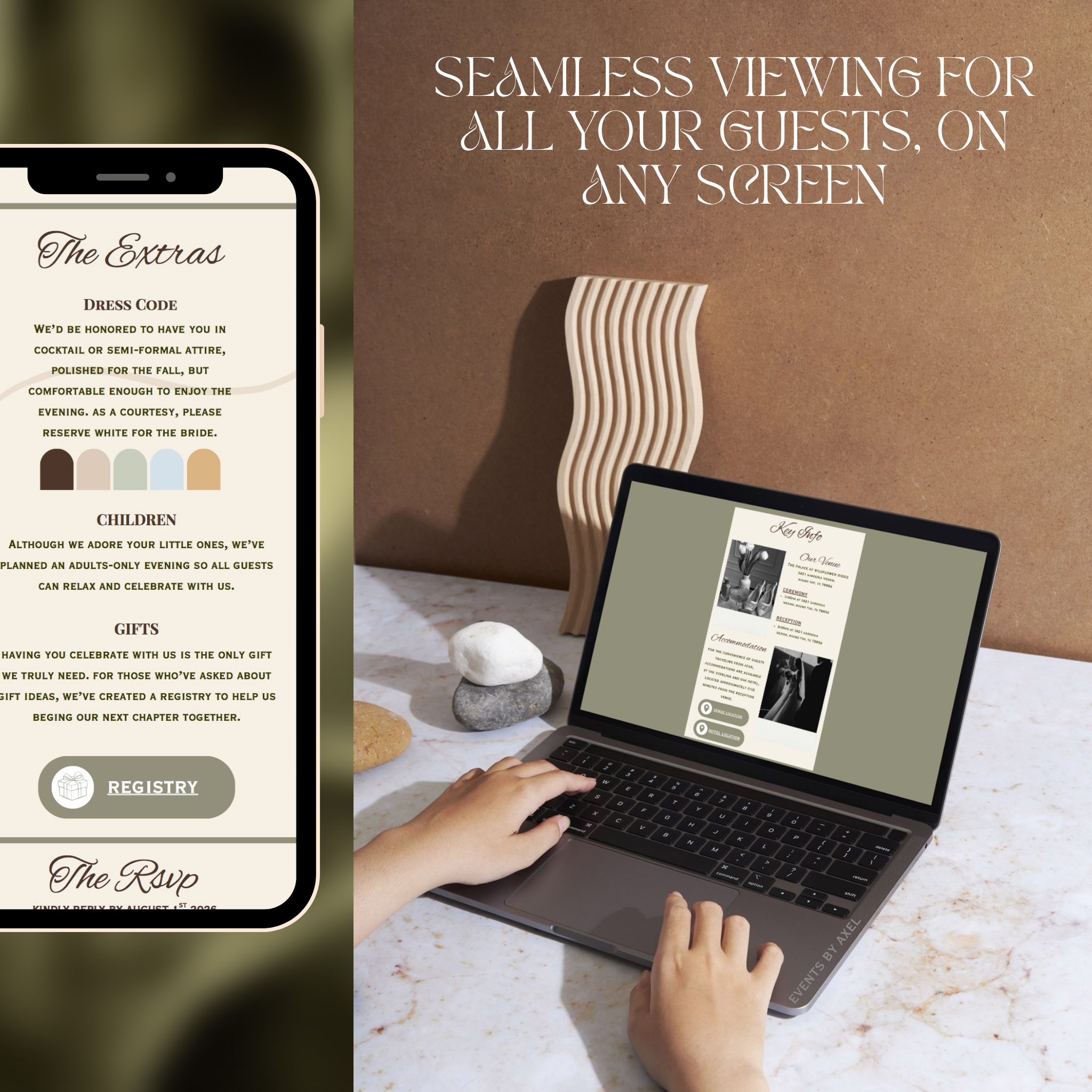 Sage Wedding Website | Live Countdown + Trackable RSVP | Fully Customizable