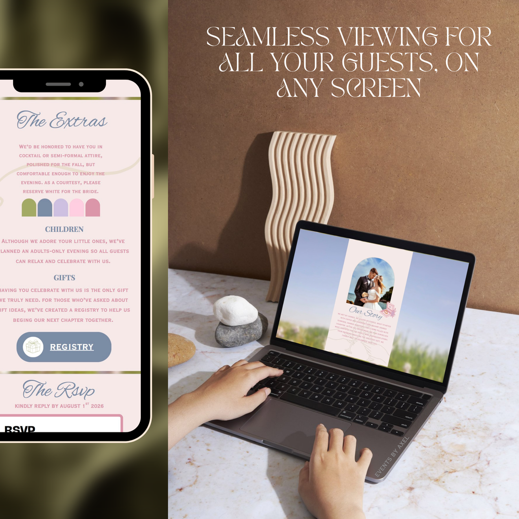 European Style Wedding Website | Live Countdown + Trackable RSVP | Fully Customizable