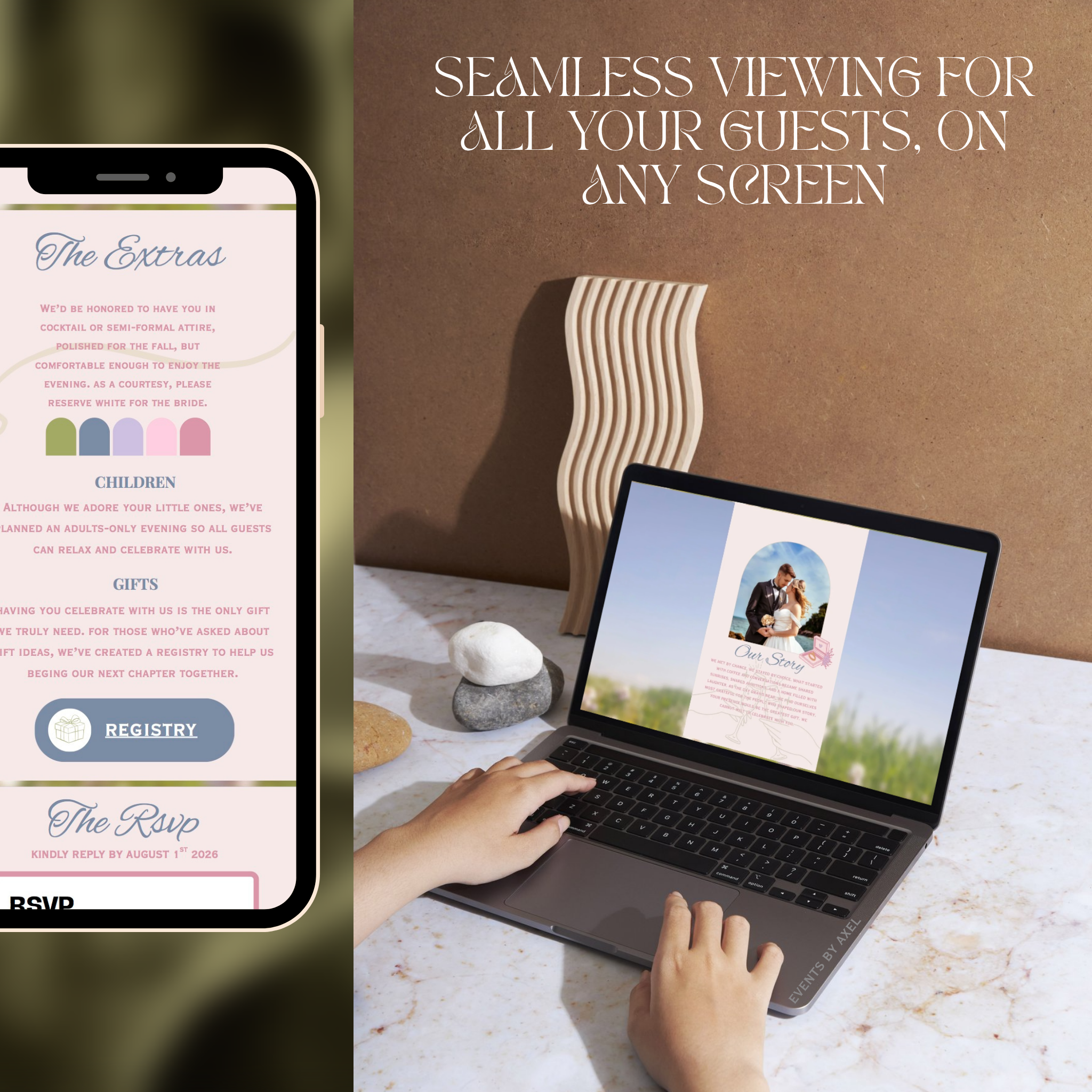 European Style Wedding Website | Live Countdown + Trackable RSVP | Fully Customizable
