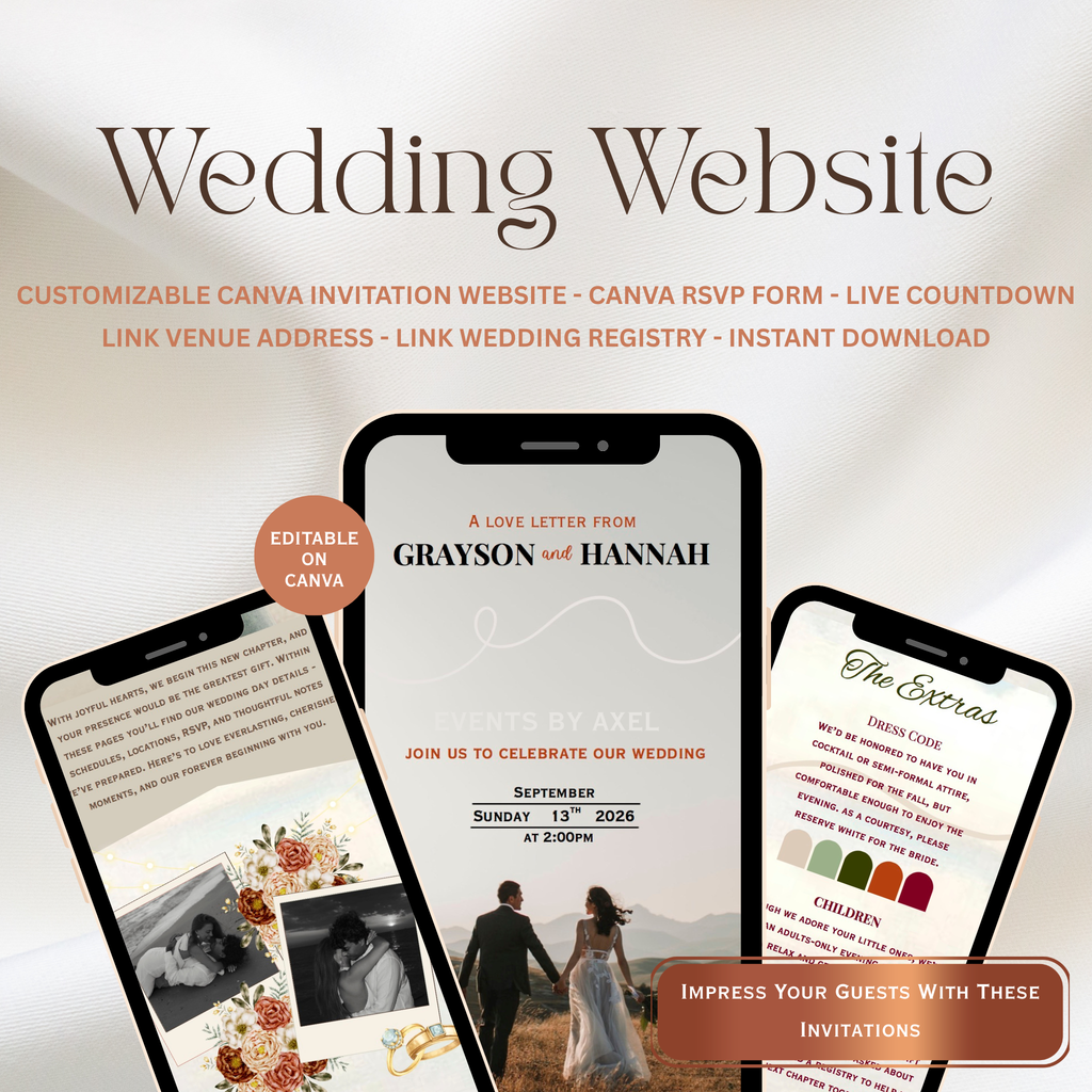 Oak And Maple | Fall Wedding Website | Live Countdown + Trackable RSVP | Fully Customizable