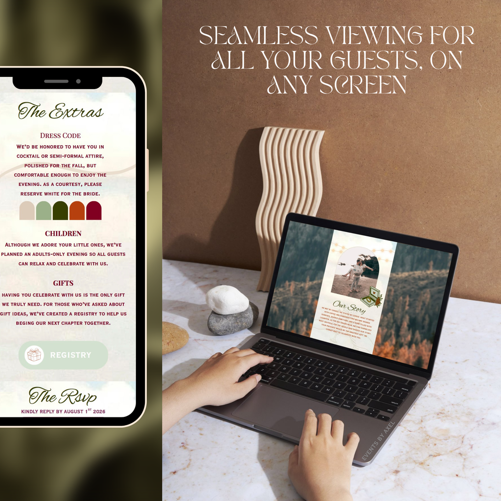 Oak And Maple | Fall Wedding Website | Live Countdown + Trackable RSVP | Fully Customizable