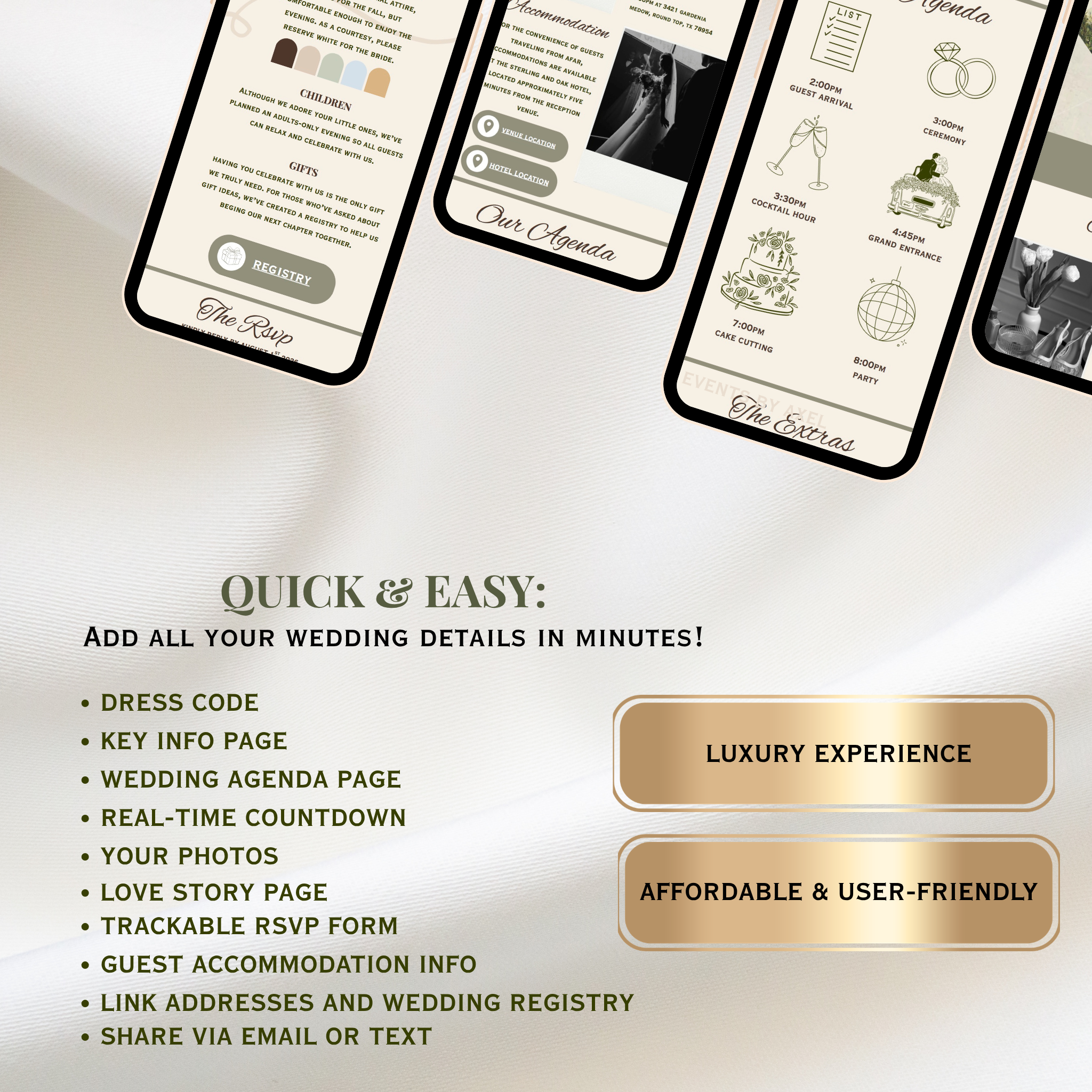 Sage Wedding Website | Live Countdown + Trackable RSVP | Fully Customizable